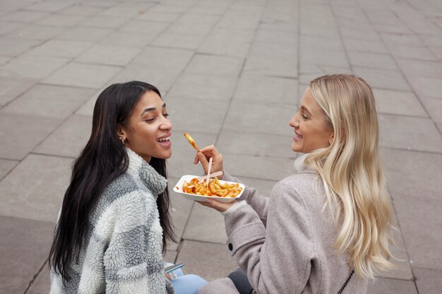 Young adults traveling in london