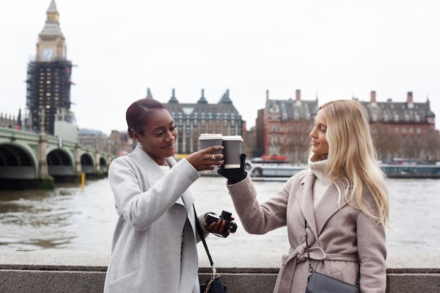 Young adults traveling in london