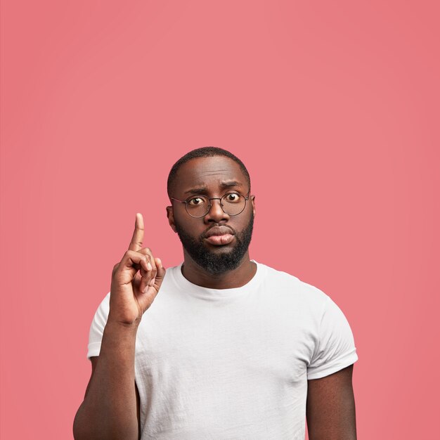 Young African-American man in casual T-shirt