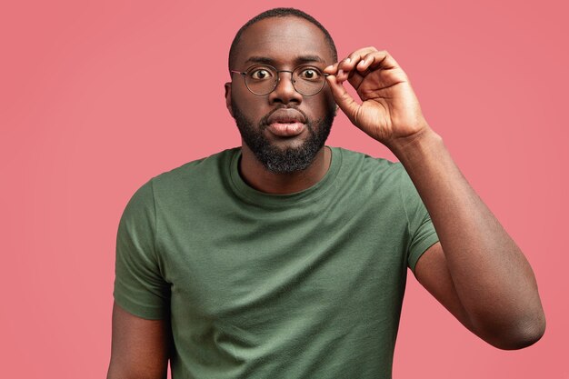 Young African-American man in casual T-shirt