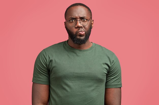 Young African-American man in casual T-shirt