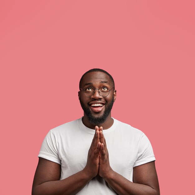 Young African-American man in casual T-shirt