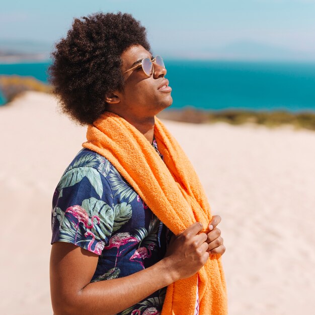 Young African American man enjoying rest