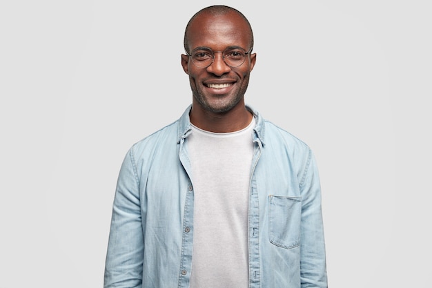 young african american man wearing denim shirt