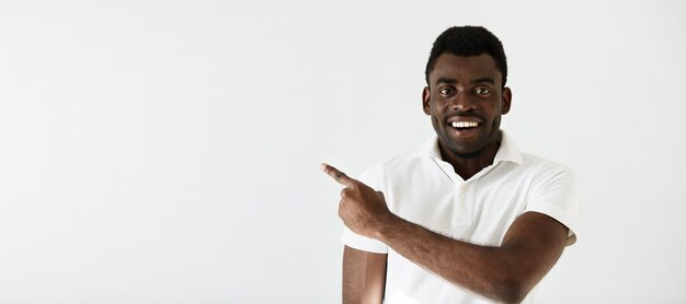 Young African-American man wearing white T-shirt