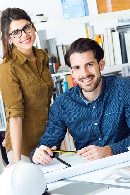 young architect team working at office