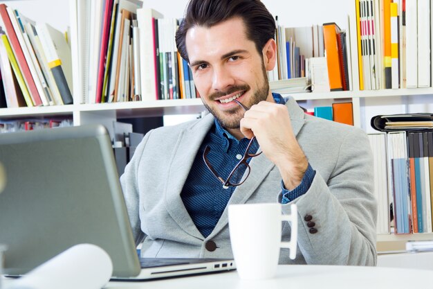 young architect  working at office