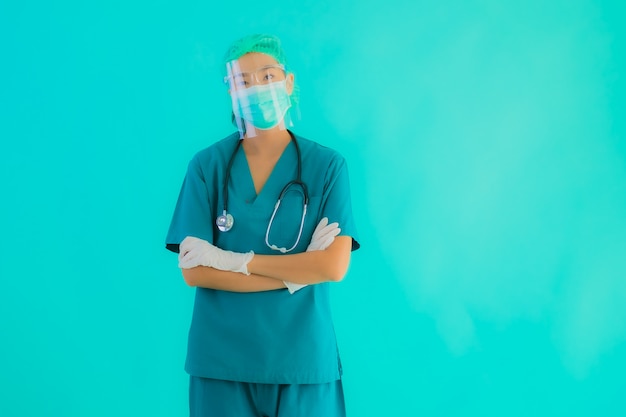  young asian doctor woman with mask and eyeglassses