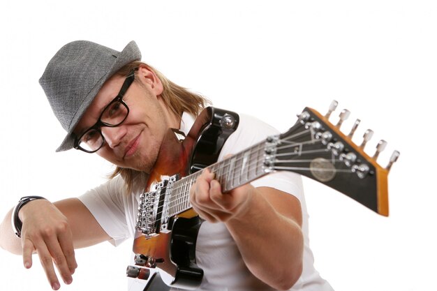 A young attractive man with guitar