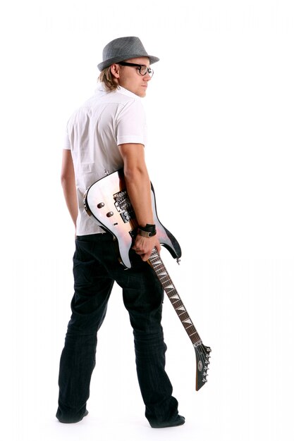 A young attractive man with guitar