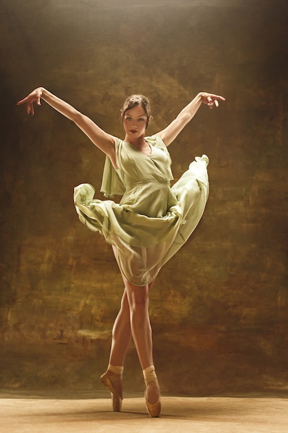 Free photo young ballet dancer. harmonious pretty woman with dress