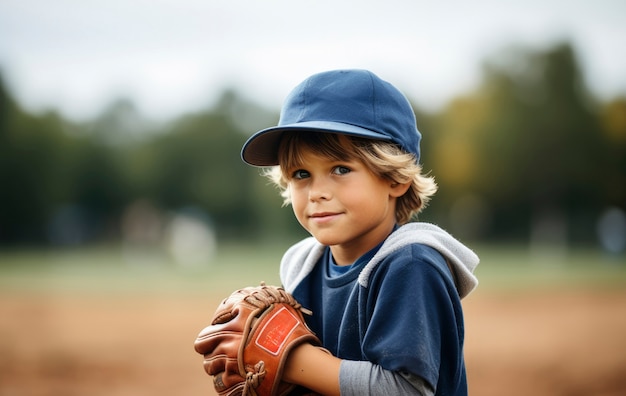 Free photo young baseball player on the field