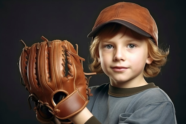 Free photo young baseball player with glove