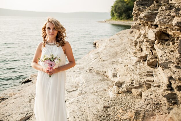 young beach dress wedding woman beautiful