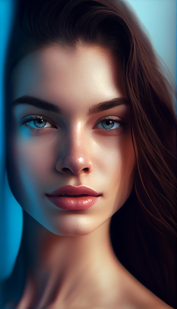 Free photo young and beautiful caucasian woman in closeup portrait generative ai