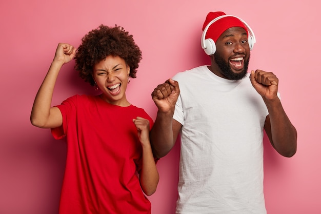 Young beautiful couple having a great time