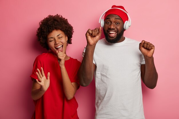 Young beautiful couple having a great time