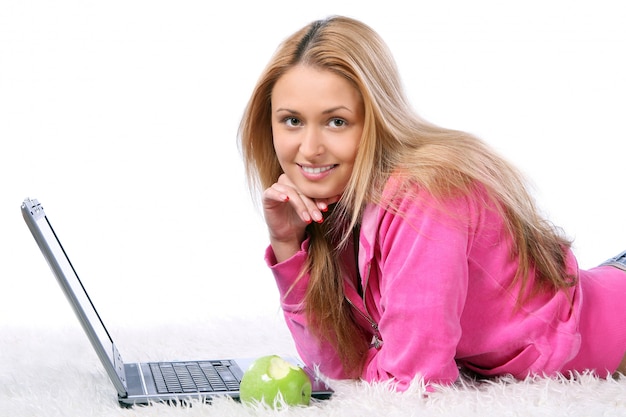 Young and beautiful girl with laptop