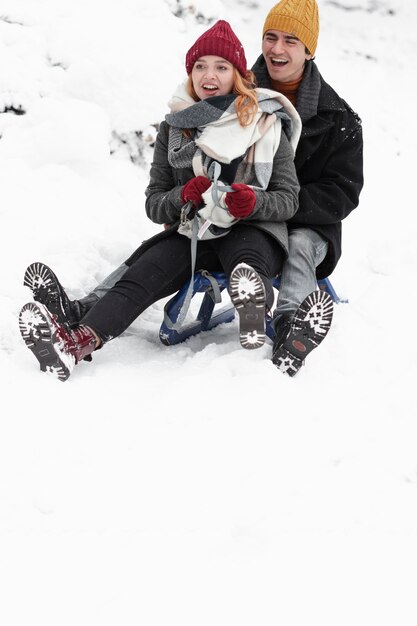 Young beautiful smiling couple having fun