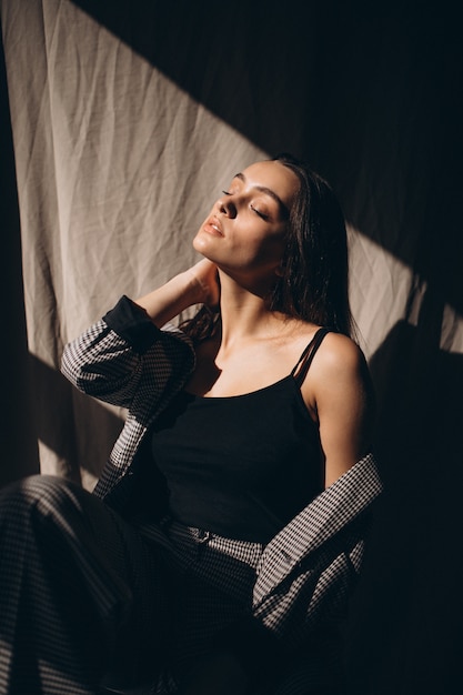 Young beautiful woman in a business suit