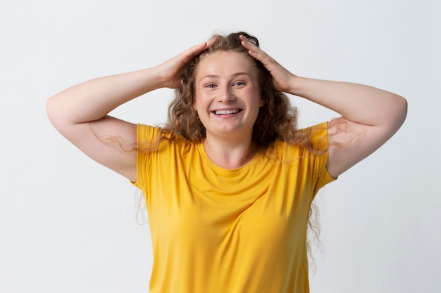 Young and beautiful woman celebrating life