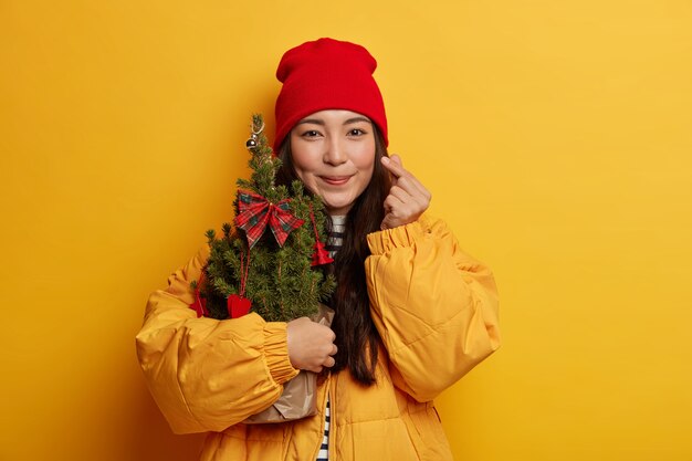 Young beautiful woman holding Christmas decorations