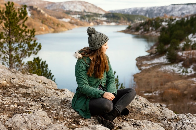 Young beautiful woman in nature