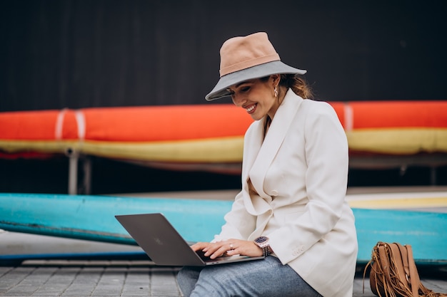 Young beautiful woman shopping online