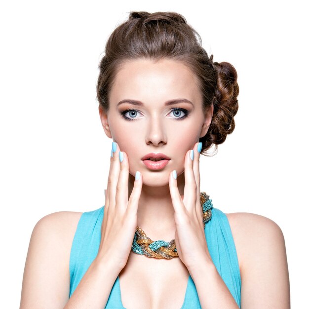 Young beautiful woman with jewelry.