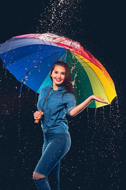 Young beautiful woman with an umbrella.