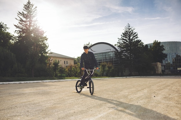 Young BMX bicycle rider