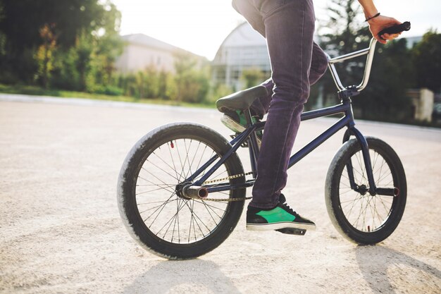 Young BMX bicycle rider