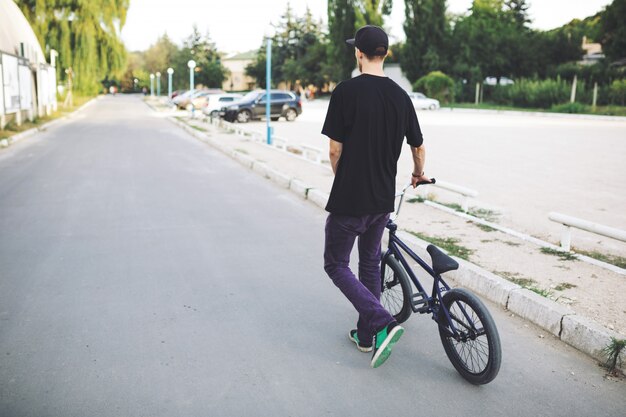 Young BMX bicycle rider