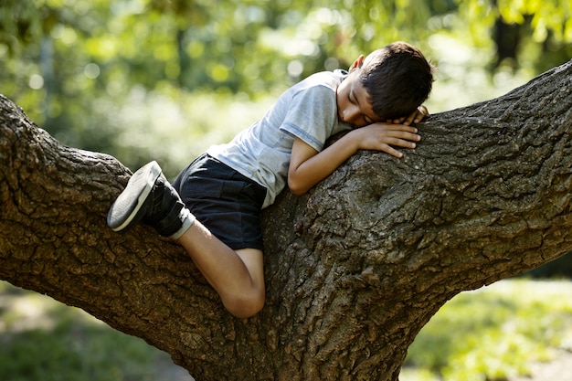 Young boy having fun in the playground