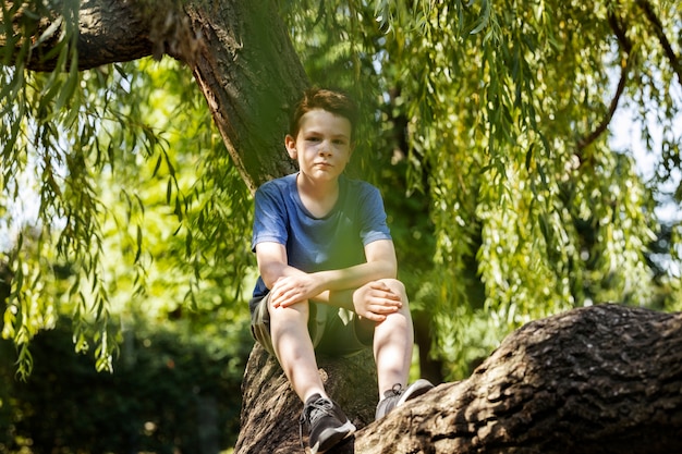 Young boy having fun in the playground