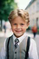 Free photo young boy student attending school