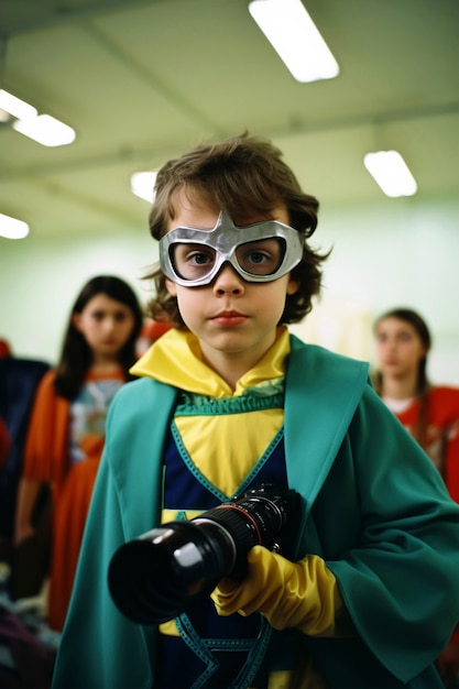 Free photo young boy student attending school