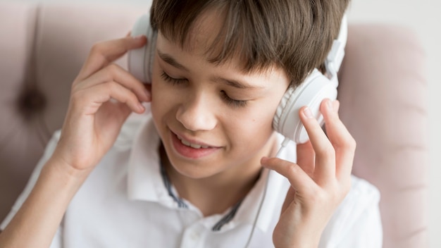 Young boy with headphones