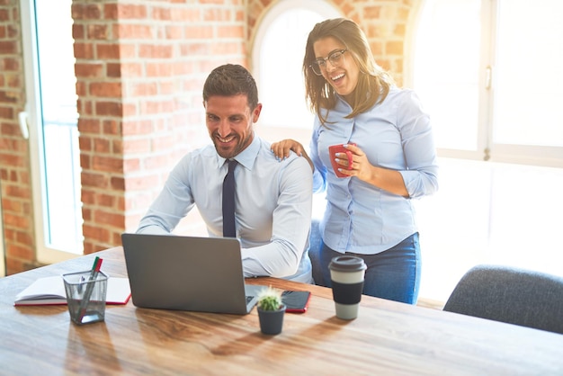 Free photo young business team of woman and man working together at the office