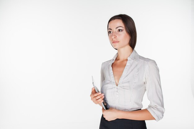 Young business woman with laptop