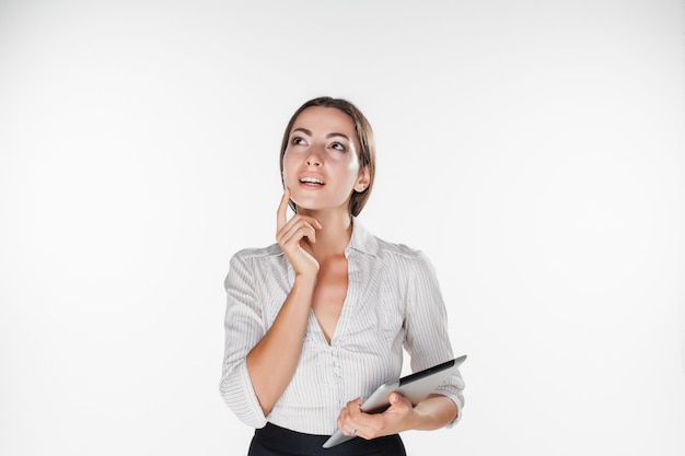 Young business woman with laptop