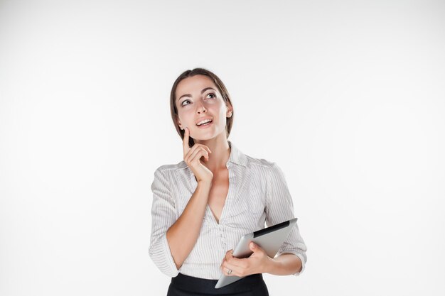 Young business woman with laptop