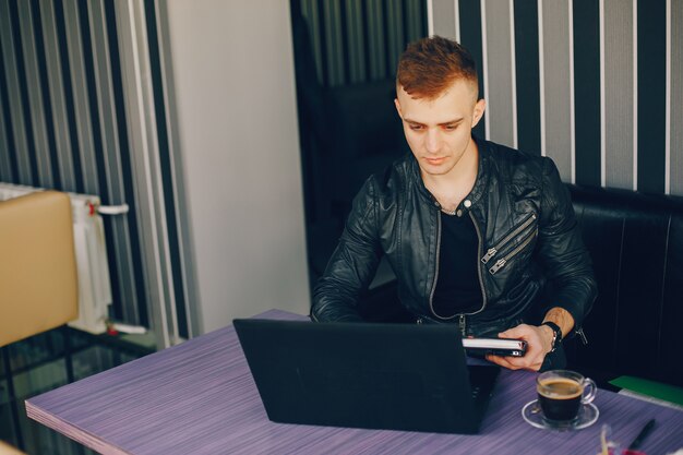 young businessman in a cafe