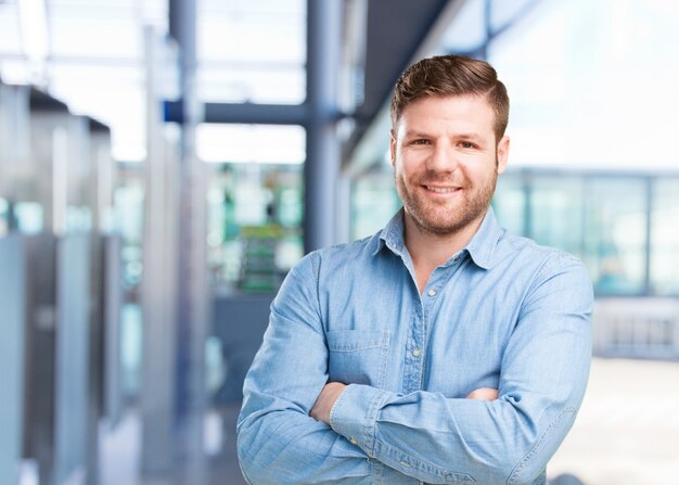 young businessman happy expression