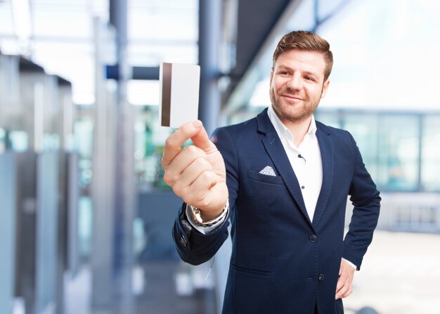 young businessman happy expression