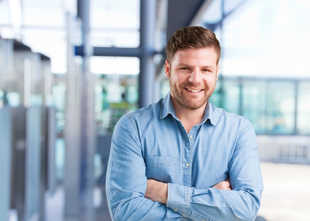 young businessman happy expression