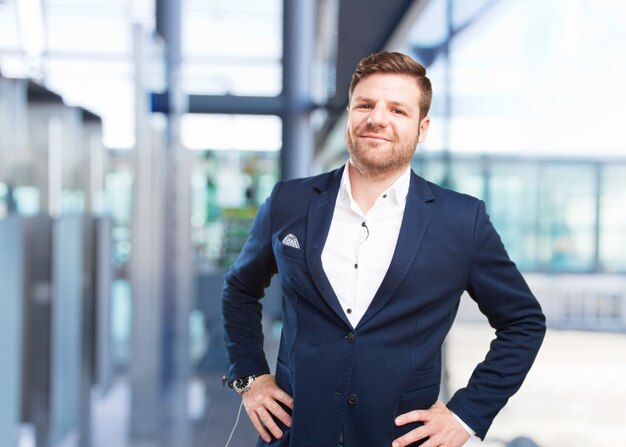 young businessman happy expression