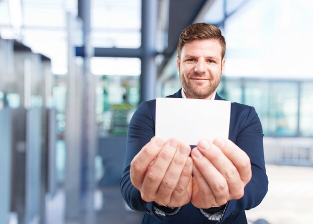 young businessman happy expression