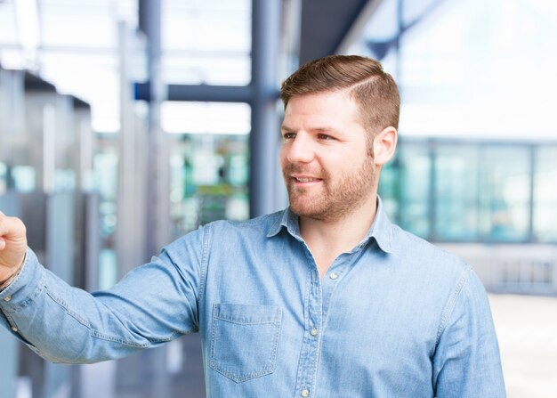 young businessman happy expression