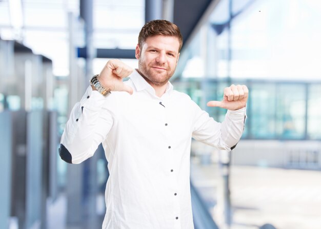 young businessman happy expression